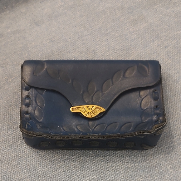 Sami-Amin Handbags - Sami-Amin Blue 🔵 Leather Bird Purse (Pouch)-Brass/Leather Used